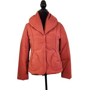 TALBOTS Coral Down Puffer Jacket with Shawl Collar, Size Small